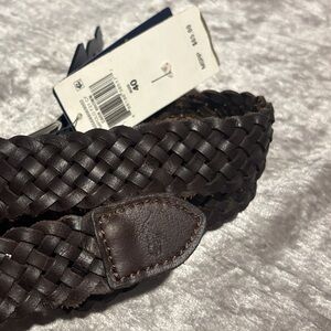 Ralph Lauren Dark Brown Braided Leather Belt Retail $65